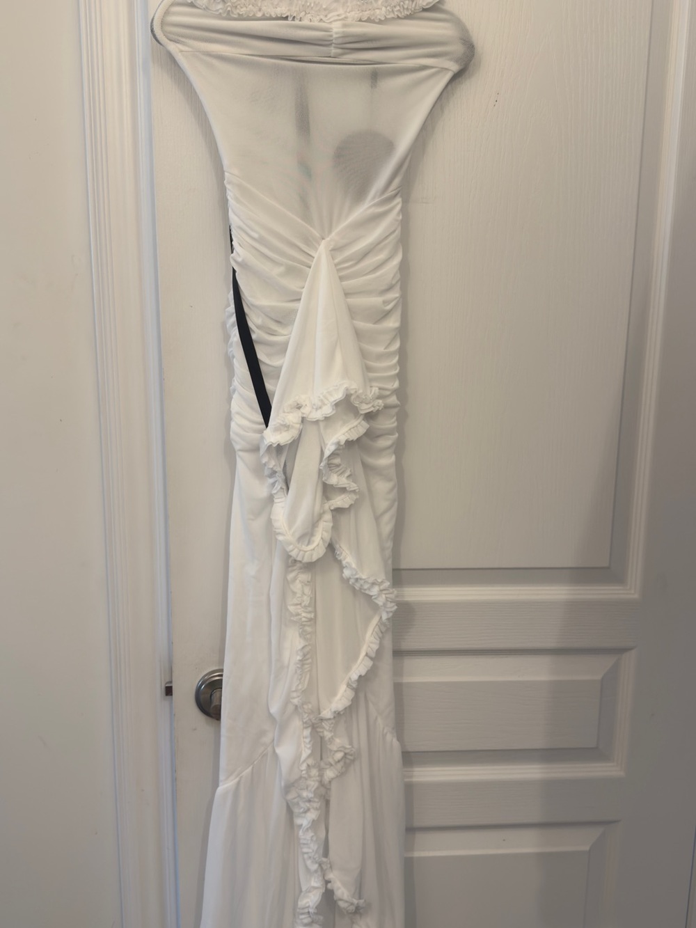 White Fox Boutique White Strapless Ruffled Maxi Dress